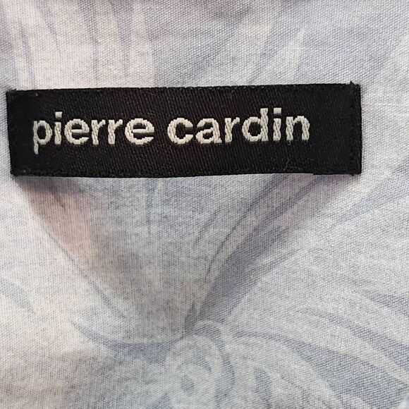 Pierre Cardin cotton button front short sleeve blue leaf paid print small - Picture 4 of 6